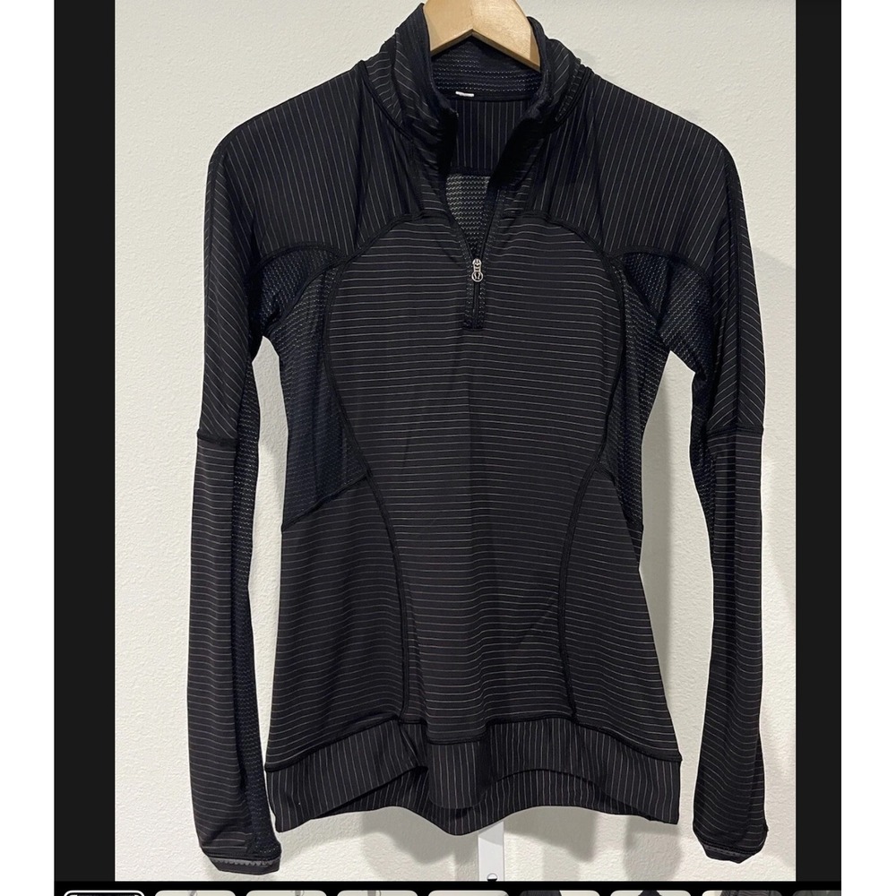 Lululemon Run For Gold 1/2 Zip Pull Over Top Black Sz 6 EUC Activewear Outdoors